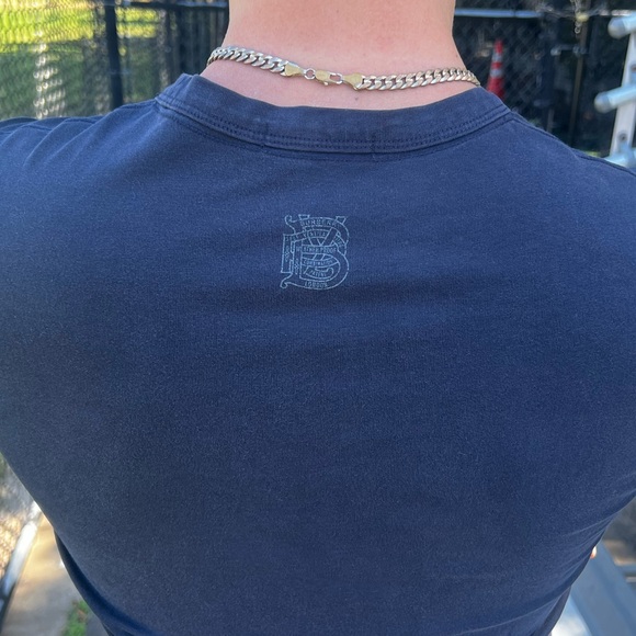 BURBERRY YARN PROOF HOME OFFICE PATTERN GABARDINE PATENT MEN NAVY BLUE T SHIRT S - Picture 10 of 16